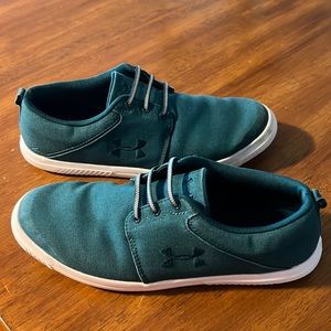 Under Armour size 9 mens slip on teal blue shoes